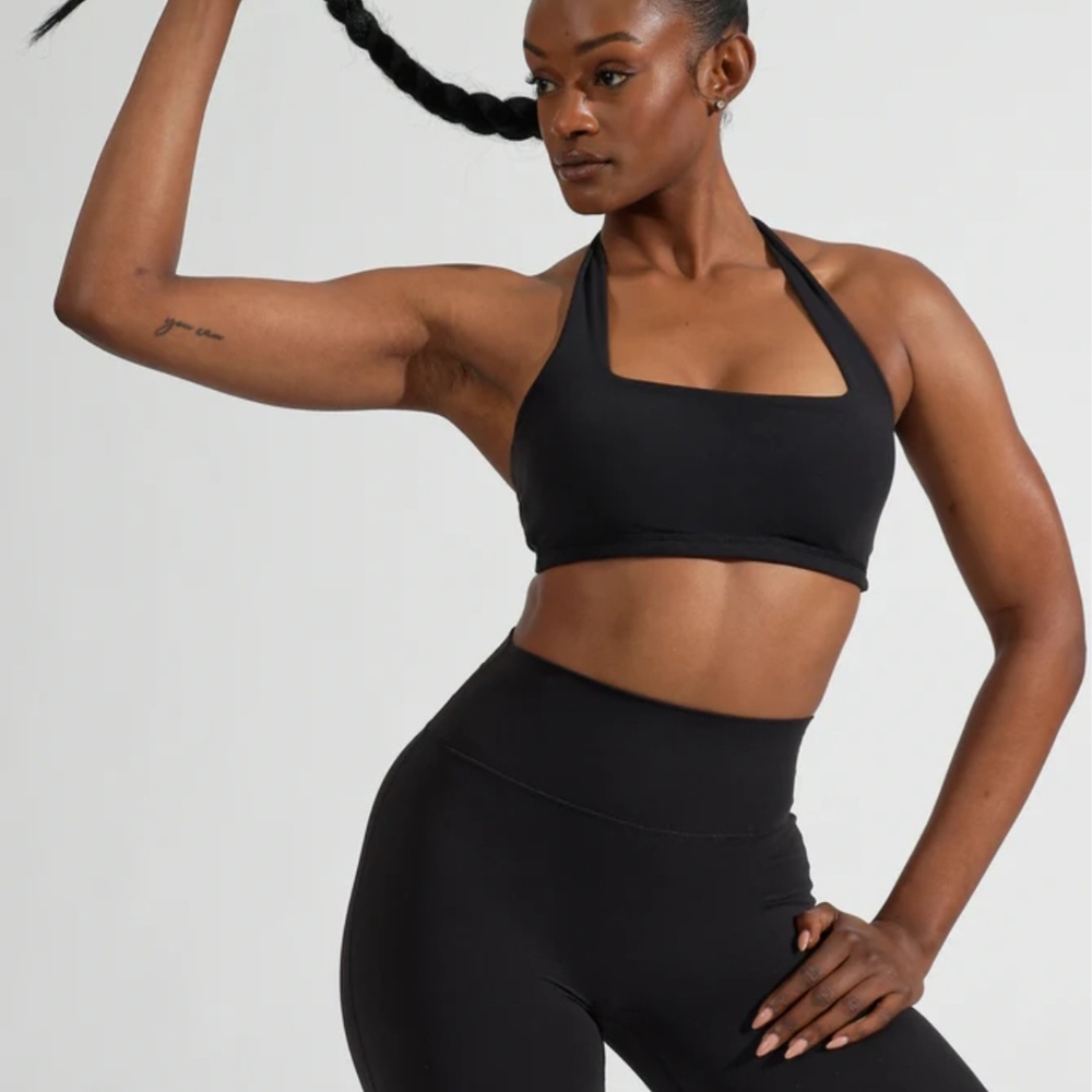 NWT Buffbunny Collection Revolution Halter Sports Bra Onyx Black XXL